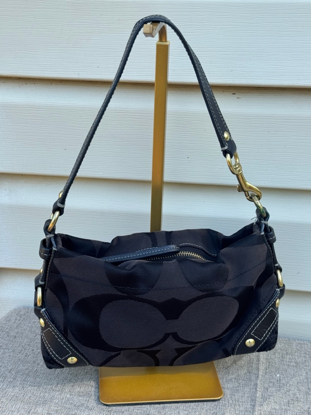 Coach Vintage Mini Carly Small Shoulder Bag Black Signature Jacquard 10730 - Picture 3 of 13